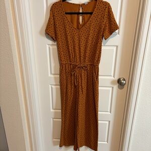 Old Navy Rust Polka Dot Midi Dress